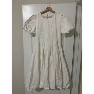 Anthropologie eri + ali white puffed sleeve dress
